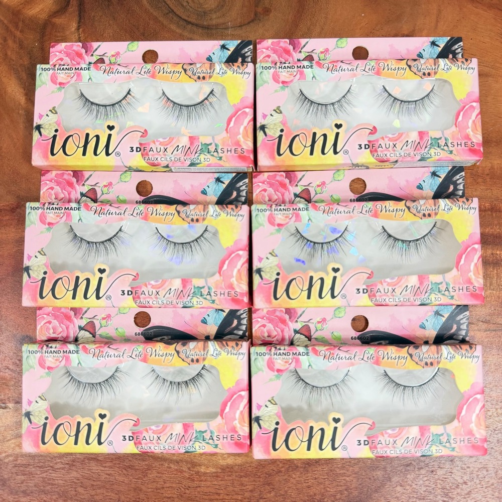 Ioni 3D Faux Mink Lashes Natural Lite Wispy 686602 Lot of 6 Pairs Bulk Set New